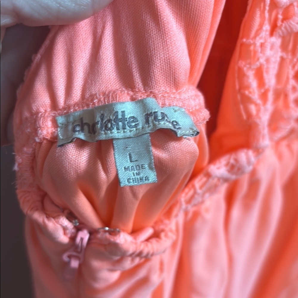 Elegant Coral Lace Maxi Dress lg - Picture 7 of 7